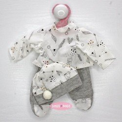 Outfit for Antonio Juan doll 26-27 cm - White-gray pajamas with hat