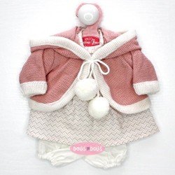 Outfit for Antonio Juan doll 33-34 cm - Herringbone dress with pink hooded jacket