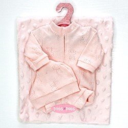 Outfit for Antonio Juan doll 33-34 cm - Pink teddy bears bodysuit with cap and towel