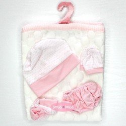 Outfit for Antonio Juan doll 33-34 cm - Set of pink panties, mittens, mittens, hat and blanket