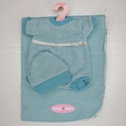 Outfit for Antonio Juan doll 33-34 cm - Blue romper suit with cap and blanket