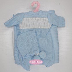 Outfit for Antonio Juan doll 33-34 cm - Blue romper with dots with cap and blanket