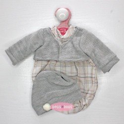 Outfit for Antonio Juan doll 33-34 cm - White checkered romper suit with jacket and hat