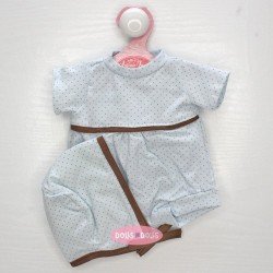 Outfit for Antonio Juan doll 33-34 cm - Light blue-brown dotted romper suit with cap