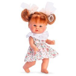 Así doll 20 cm - Bomboncín with salmon-colored flower dress with bows for pigtails