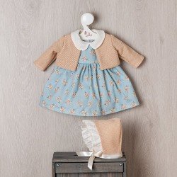 Outfit for Así doll 46 cm - Blue dress with orange flowers with beige jacket for Leo doll
