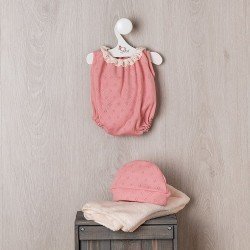 Outfit for Así doll 43 cm - Pink knitted bodysuit and hat with beige blanket for María doll