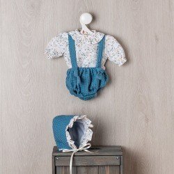 Outfit for Así doll 46 cm - Floral shirt and pants with blue suspenders for Leo doll