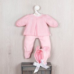 Outfit for Así doll 43 cm - Pink hearts set with hat with ears for María doll