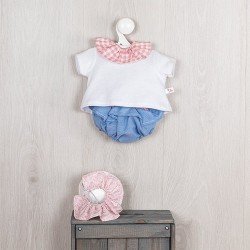 Outfit for Así doll 36 cm - Denim pololo and pink collared t-shirt set for Koke doll