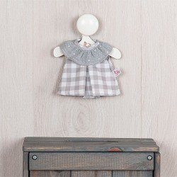 Outfit for Así doll 20 cm - Gray checkered dress with gray chiffon neckline for Bomboncín doll