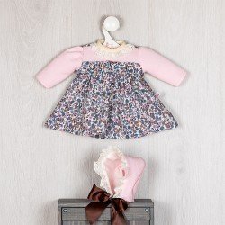 Outfit for Así doll 46 cm - Blue floral dress with pink chest for Leo doll 