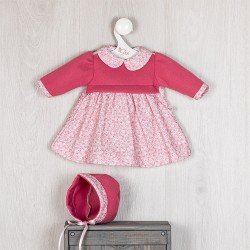 Outfit for Así doll 46 cm - Pink floral dress with fuchsia chest Leo doll 