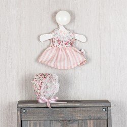 Outfit for Así doll 20 cm - Pink striped dress with flower chest for Bomboncín doll