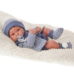 Antonio Juan doll 42 cm - Newborn boy Pipo brunet with cushion