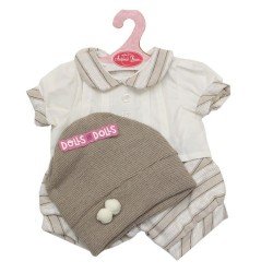 Outfit for Antonio Juan doll 40-42 cm - Outfit of white and beige stripes with hat