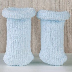 Complements for Así doll 36 to 46 - Light blue wool curl booties