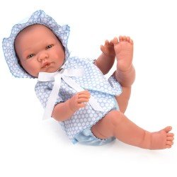 Así doll 43 cm - Pablo with light blue pique romper with white circles