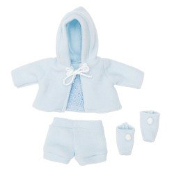 Outfit for Así doll 28 cm - Light blue set with duffle coat and booties for Gordi doll