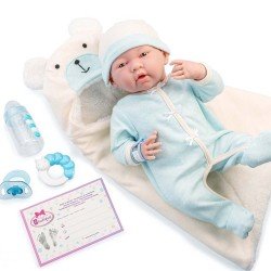 Berenguer Boutique doll 39 cm - 18790 The newborn with blue outfit, bear blanket and accessories
