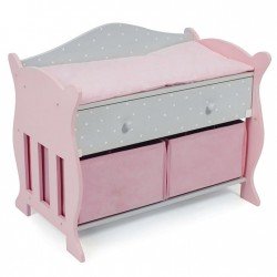 Wooden changing table for dolls up to 46 cm - Bayer Chic 2000 - Pink and grey