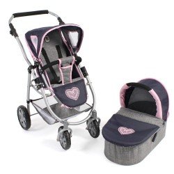 Emotion 2 in 1 doll pram 77 cm - Chair and carrycot combination - Bayer Chic 2000 - Navy-Grey