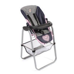 Doll High Chair for dolls to 55 cm - Bayer Chic 2000 - Navy-Grey