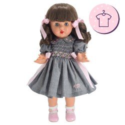 Outfit for Mariquita Pérez doll 50 cm - Gray and pink dress