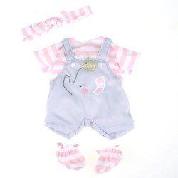 Outfit for Berenguer Boutique doll 35-40 cm - Pink elephant dungarees