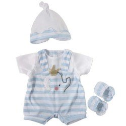 Outfit for Berenguer Boutique doll 35-40 cm - Blue striped dungarees