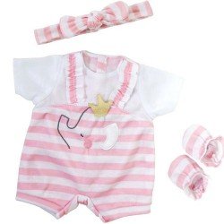 Outfit for Berenguer Boutique doll 35-40 cm - Pink striped dungarees