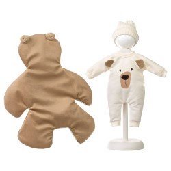 Clothes for Llorens dolls 36 cm - Beige pajamas and teddy bear shaped blanket with matching hat