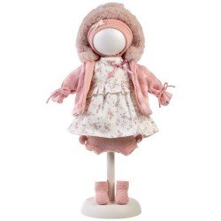 Clothes for Llorens dolls 40 cm - Floral dress with hooded jacket, hat, bag and socks
