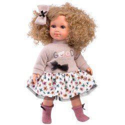 Llorens doll 35 cm - Elena with beige sweater and flower skirt