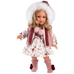 Llorens doll 40 cm - Lucia in flowery dress and hooded vest