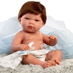 Llorens doll 40 cm - Nico Newborn with gray cushion