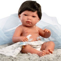 Llorens doll 40 cm - Nico Newborn with gray cushion