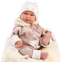 Llorens doll 40 cm - Newborn Lala crybaby with bears overalls