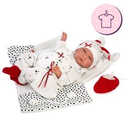 Clothes for Llorens dolls 42 cm - Bear romper set with hat, chest, dou-dou, socks and blanket