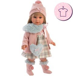 Clothes for Llorens dolls 40 cm - Plaid dress with jacket, scarf, hat, bag and socks
