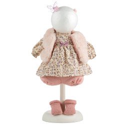 Clothes for Llorens dolls 38 cm - Beige flower dress with butterfly headpiece