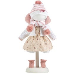Clothes for Llorens dolls 38 cm - Beige printed dress with pink hat, scarf and jacket