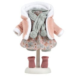Clothes for Llorens dolls 42 cm - Blue and pink flower dress with jacket and scarf