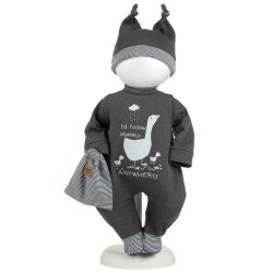 Clothes for Llorens dolls 42 cm - Black pajamas with a duck print