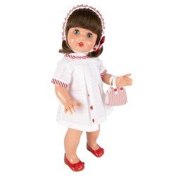 Mariquita Pérez doll 50 cm - With white dress with red stripes