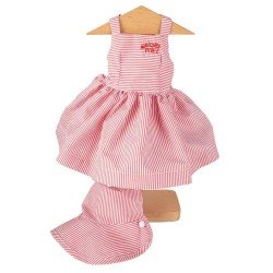 Outfit for Mariquita Pérez doll 50 cm - Red and white striped dress
