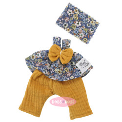 Clothes for Nines d'Onil dolls 23 cm - Little Mia - Mustard-colored flower outfit with a hair bow