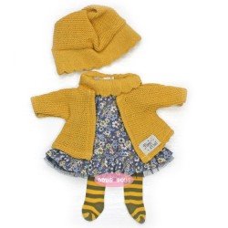 Clothes for Nines d'Onil dolls 30 cm - Mia - Mustard color outfit with blue floral dress