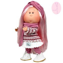 Nines d'Onil doll 30 cm - Mia ARTICULATED - with pink fur and winter border set