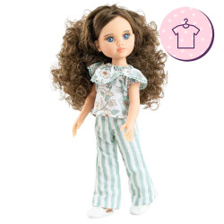 Outfit for Paola Reina doll 32 cm - Las Amigas - Carmen - Green flower dress and green striped pants